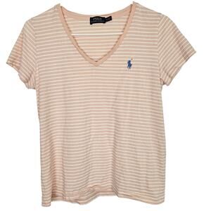 Polo Ralph Lauren T Shirt Striped T Shirt Short Sleeve Shirt M Pink White